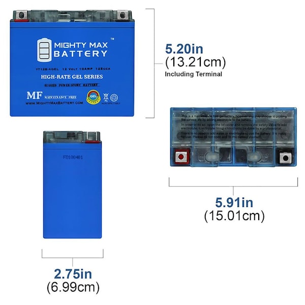 YT12B-4GEL 12V 10Ah GEL Replacement Battery For Suzuki 1300 GSX1300R Hayabusa 99-07 - 6PK